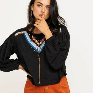 Free People Hand Me Down Cropped Top Black Size Small